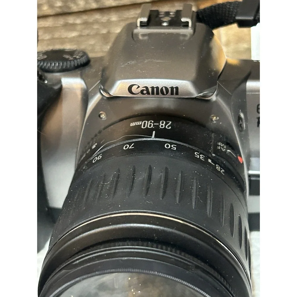Canon EOS Rebel K2 35mm SLR Film Camera EF 28-90mm Zoom Lens Silver Not Tested